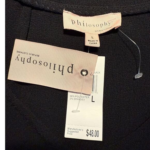 NEW Philosophy Women's‎ Black Sleeveless V-Neck Tank Top Size Large Casual NWT - Picture 4 of 8